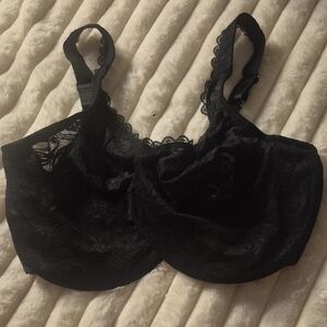 Glamorise Black Lace Full Coverage Underwire Bra